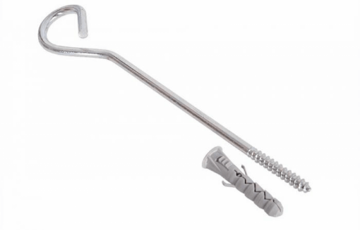 Galvanized Steel Hook Holder Fi7, 250mm, With a Plastic Expansion Anchor 12x25mm