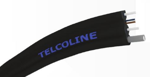 FLAT DROP 4F/FTTX– 4fib.,LSOH,G.657A1,F8-steel mess./FRP,UV,black col.,Telcoline